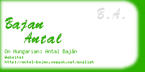 bajan antal business card